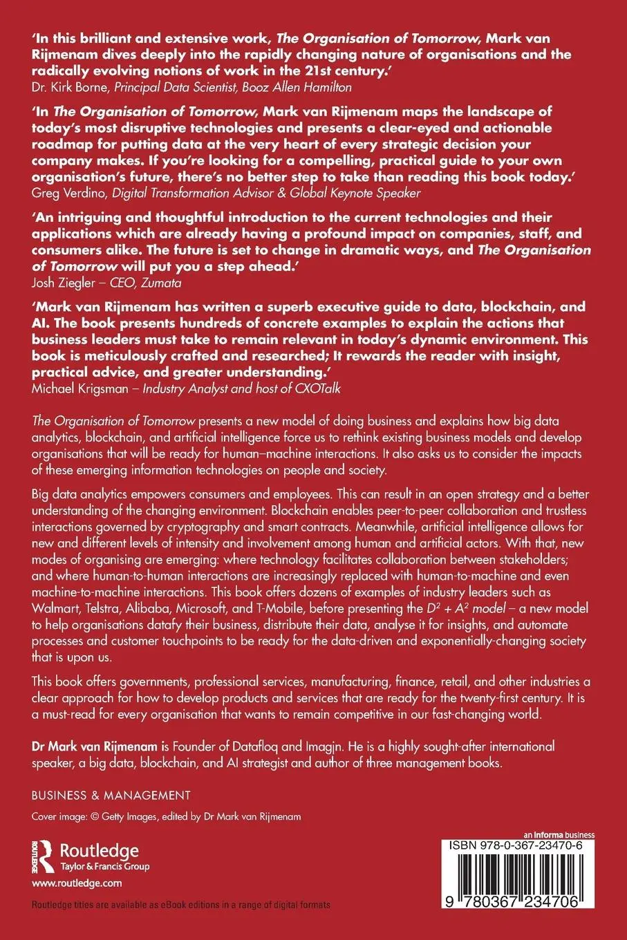 Rückseite: 9780367234706 | The Organisation of Tomorrow | Mark van Rijmenam | Taschenbuch | 2019