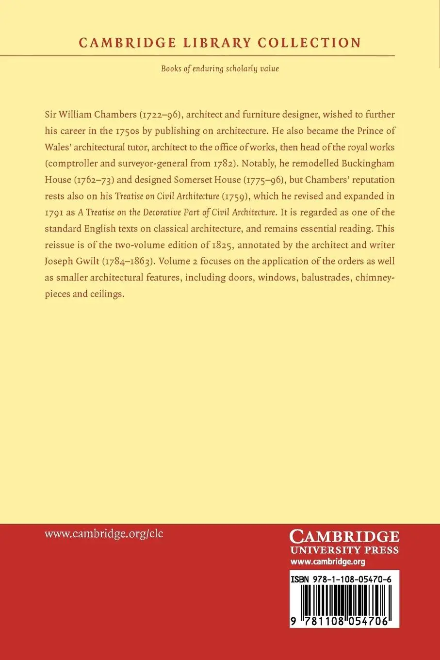 Rückseite: 9781108054706 | A Treatise on the Decorative Part of Civil Architecture | Chambers