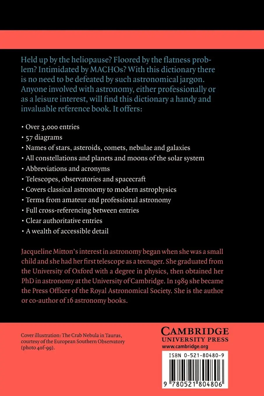 Rückseite: 9780521804806 | Cambridge Dictionary of Astronomy | Jacqueline Mitton | Taschenbuch