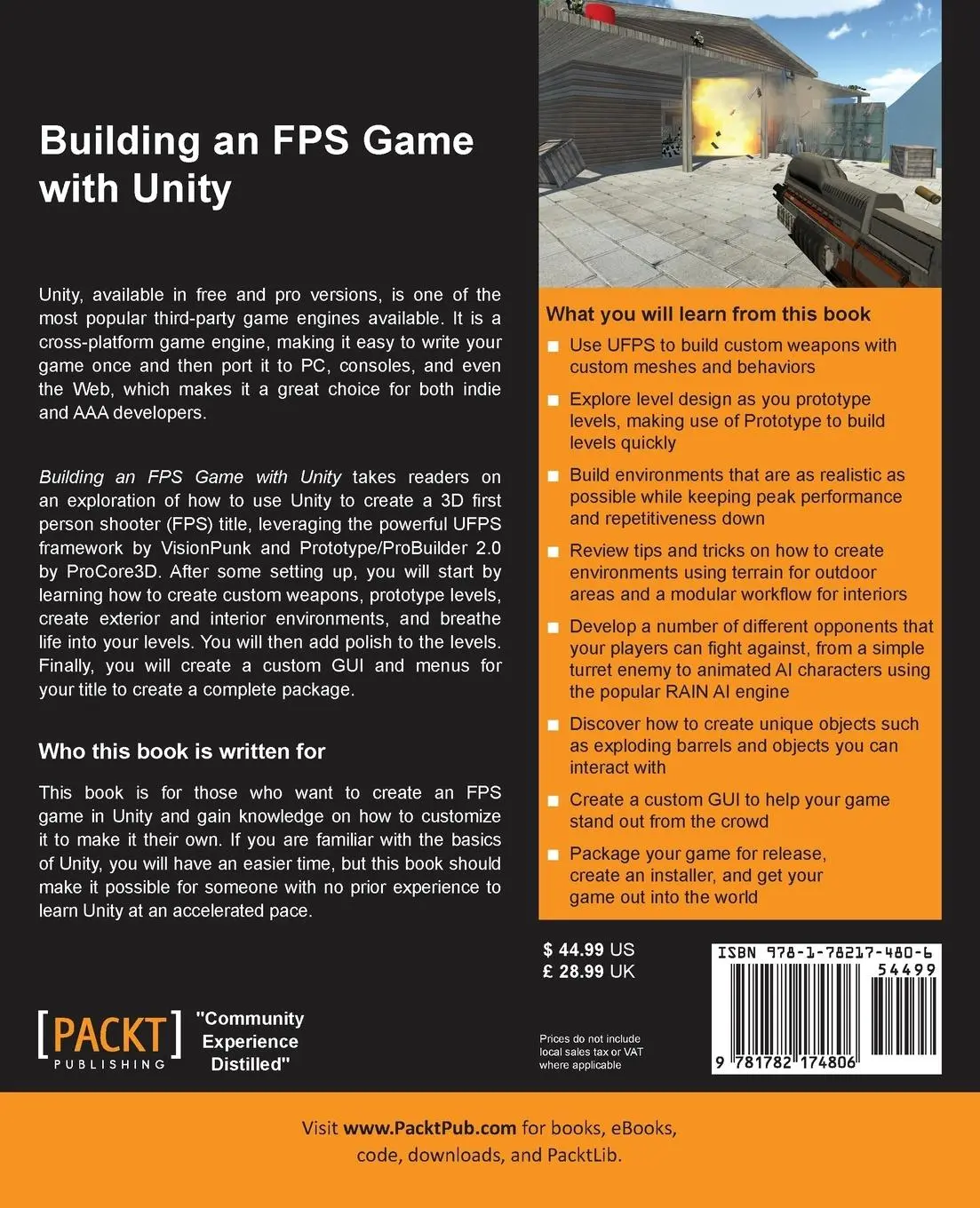 Rückseite: 9781782174806 | Building an FPS Game with Unity | John P. Doran | Taschenbuch | 2015