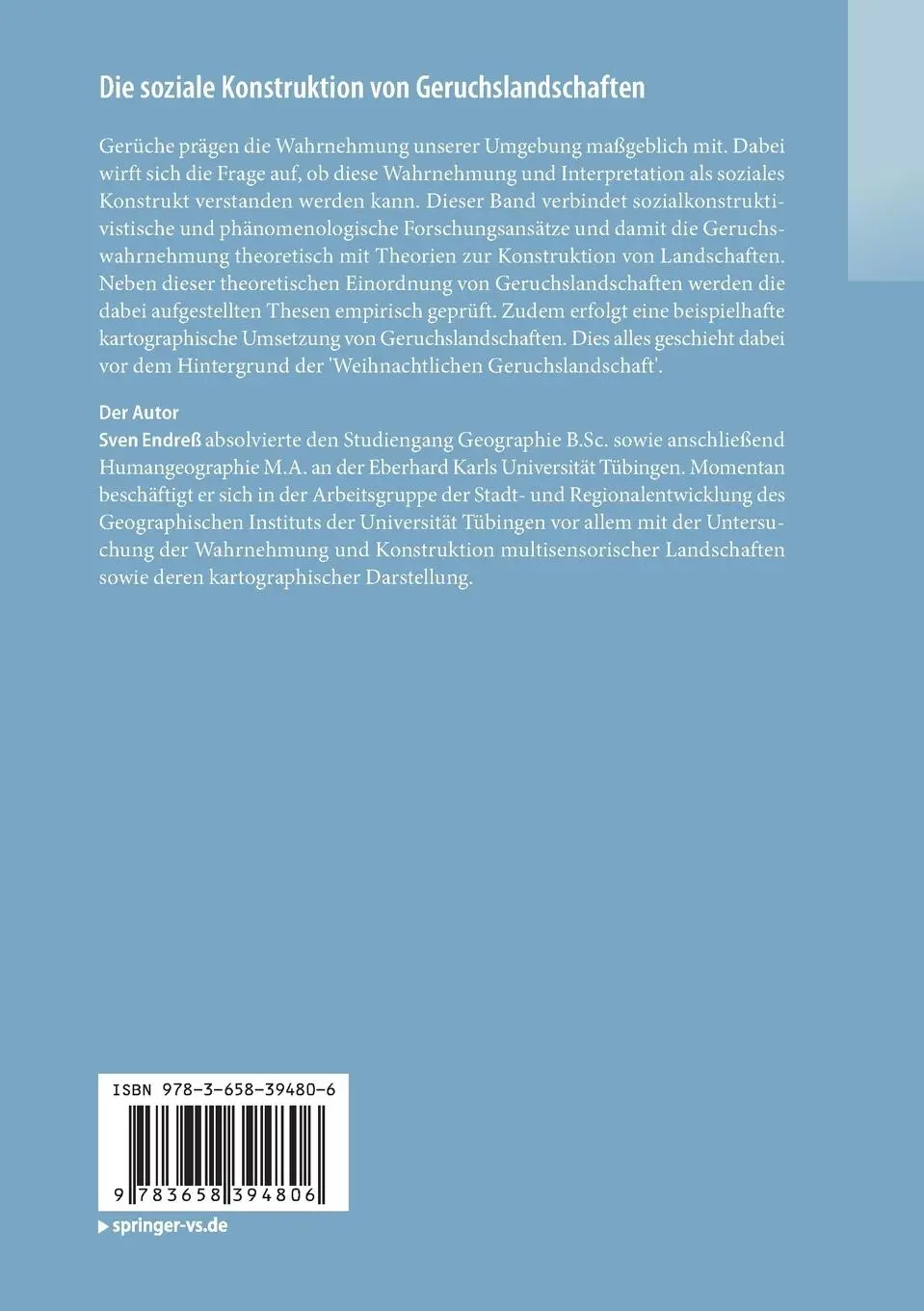Rückseite: 9783658394806 | Die soziale Konstruktion von Geruchslandschaften | Sven Endreß | Buch