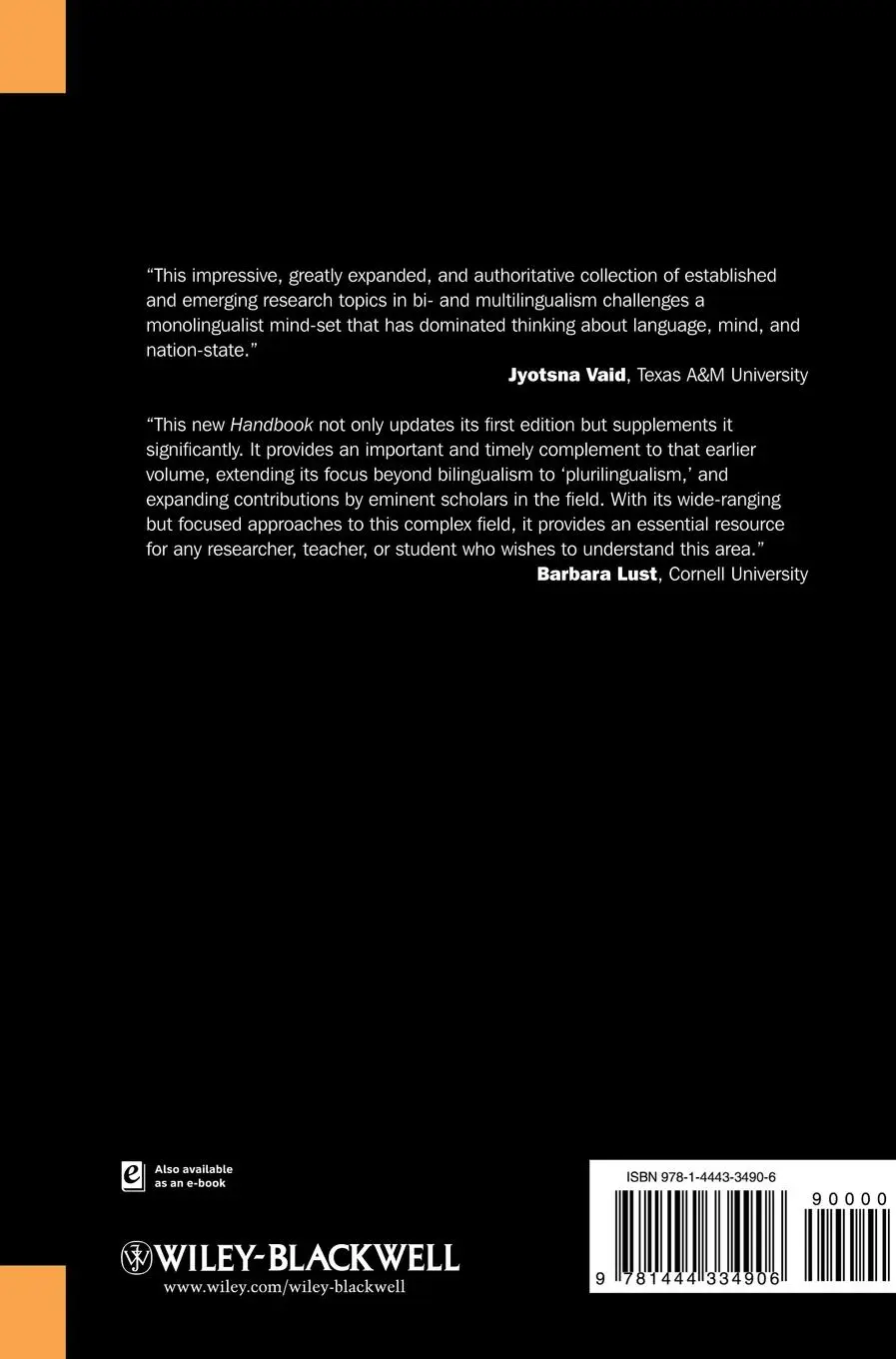 Rückseite: 9781444334906 | Handbook of Bilingualism 2e | Tej K Bhatia (u. a.) | Buch | 964 S.
