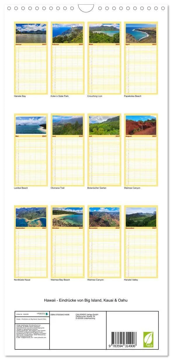 Bild: 9783594314906 | Familienplaner 2027 - Hawaii - Eindrücke von Big Island, Kauai &amp;...