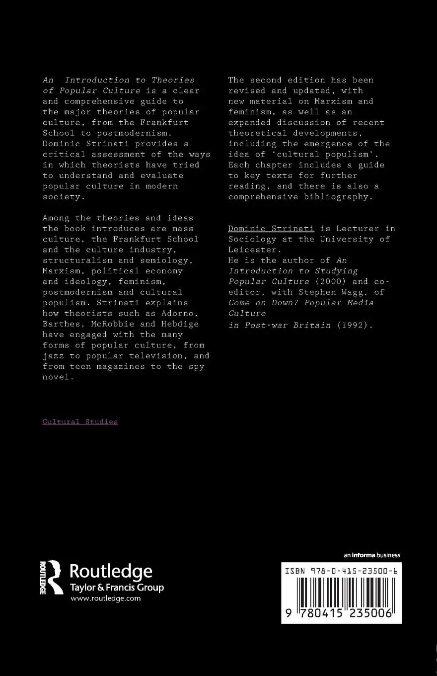 Rückseite: 9780415235006 | An Introduction to Theories of Popular Culture | Dominic Strinati