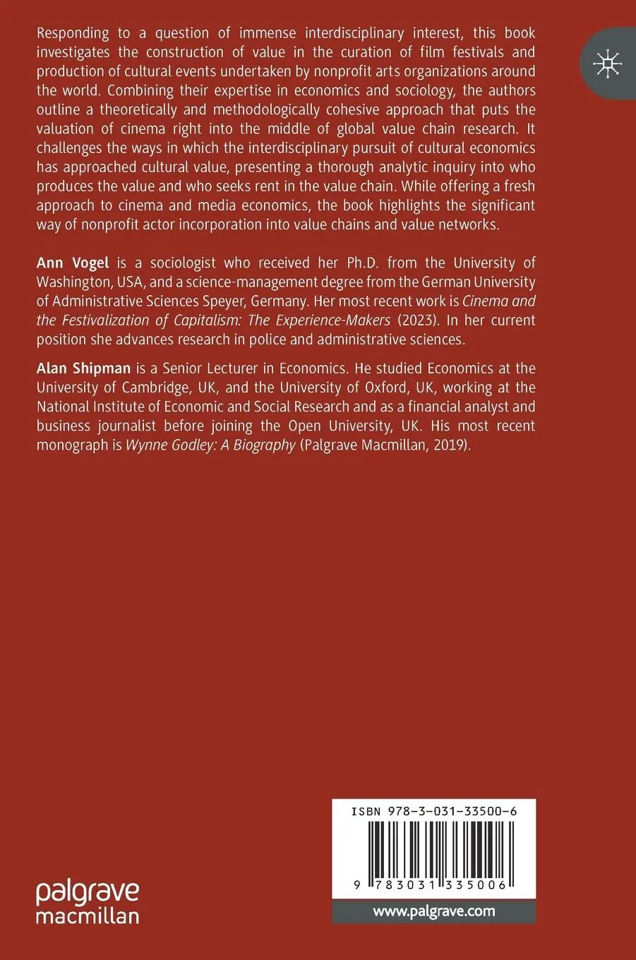 Rückseite: 9783031335006 | Film Festivals and the Enrichment Economy | Alan Shipman (u. a.)