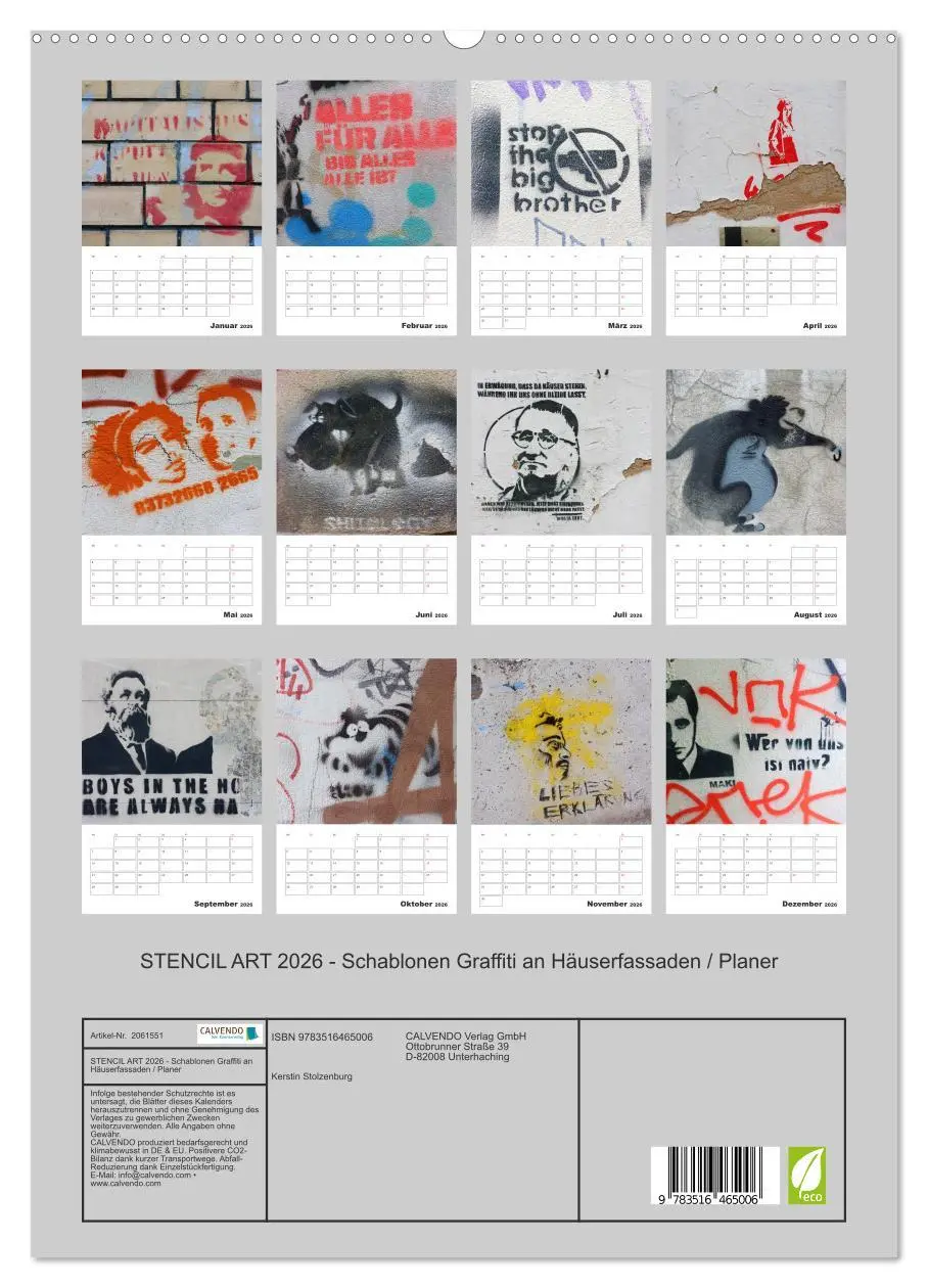 Bild: 9783516465006 | STENCIL ART 2026 - Schablonen Graffiti an Häuserfassaden / Planer...