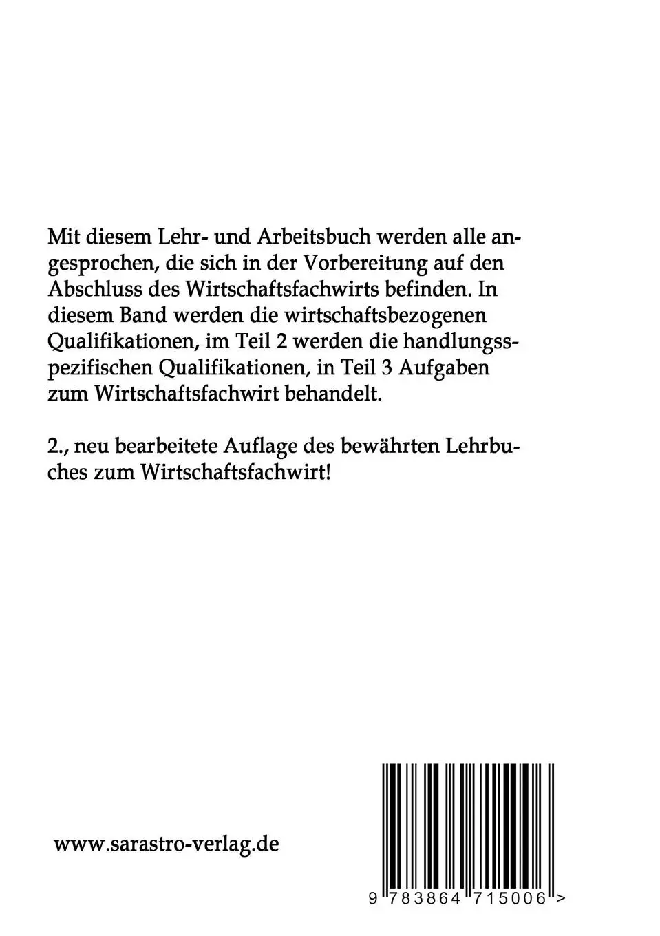 Rückseite: 9783864715006 | Wirtschaftsfachwirt - Das prüfungsrelevante Wissen | Teil 1 | Padberg