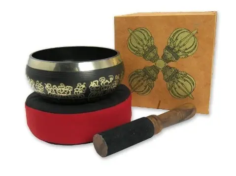 Geschenkset mit grösserer Klangschale in brauner Box mit Aufdruck