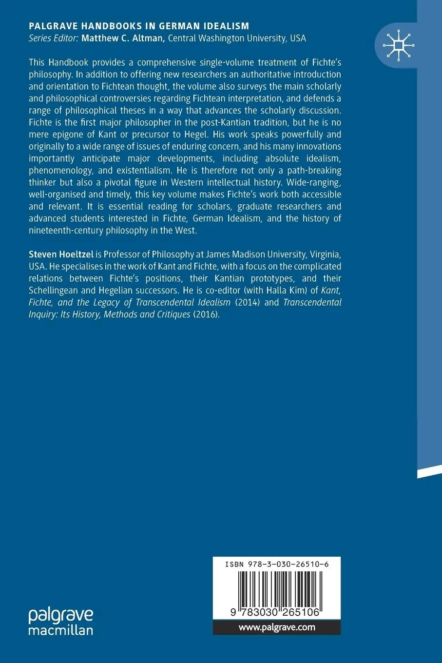 Rückseite: 9783030265106 | The Palgrave Fichte Handbook | Steven Hoeltzel | Taschenbuch | xxi