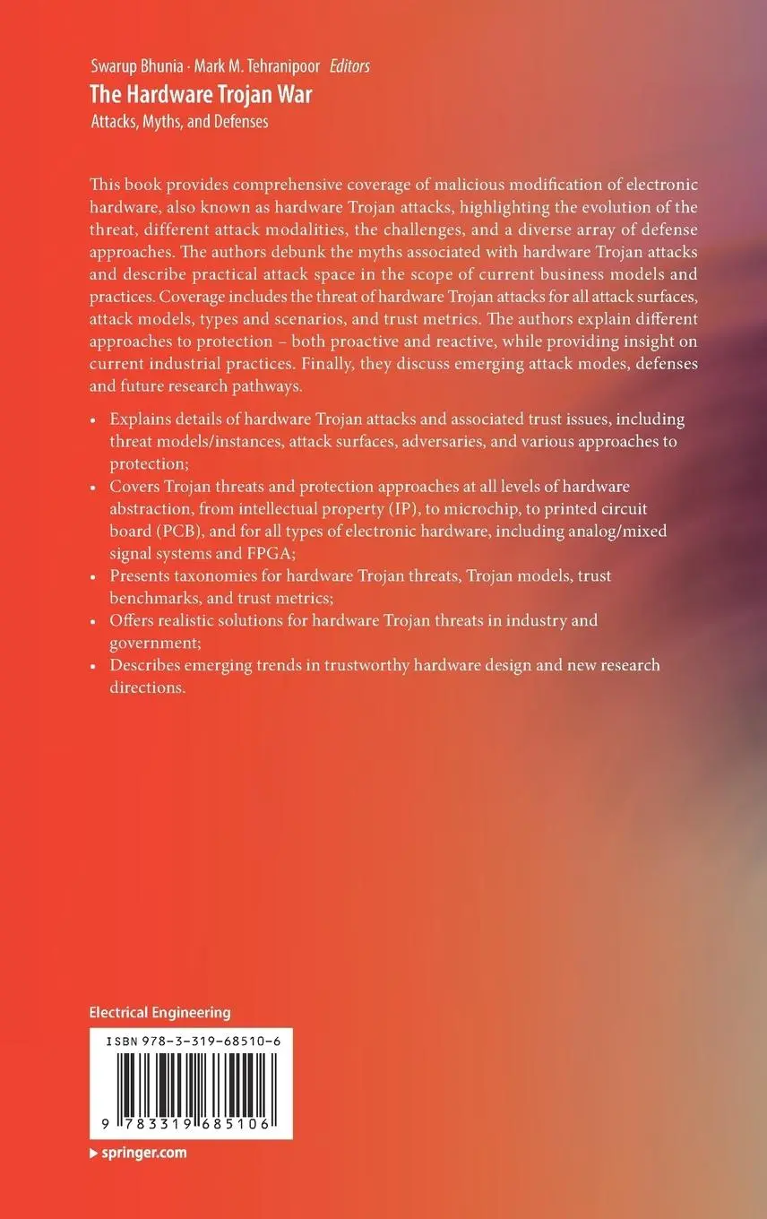 Rückseite: 9783319685106 | The Hardware Trojan War | Attacks, Myths, and Defenses | Buch | viii