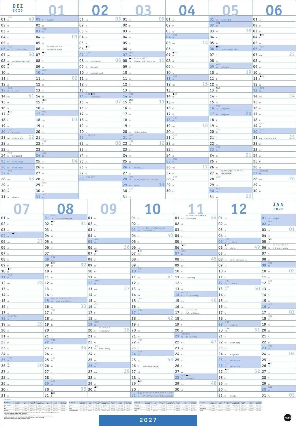 Bild: 9783756415106 | Mega-Posterplaner, blau 2027 | Kalender | Jahresplaner Kalender Heye