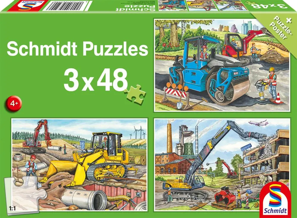 Cover: 4001504565206 | Meine liebsten Baustellenfahrzeuge | Kinderpuzzle Standard 3x48 Teile