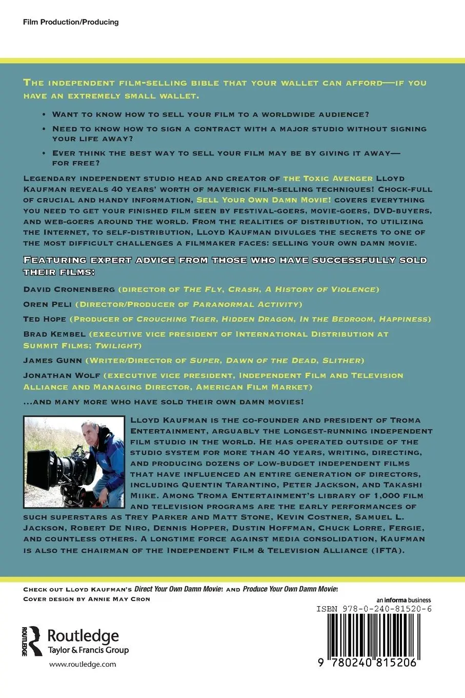Rückseite: 9780240815206 | Sell Your Own Damn Movie! | Lloyd Kaufman (u. a.) | Taschenbuch | 2011