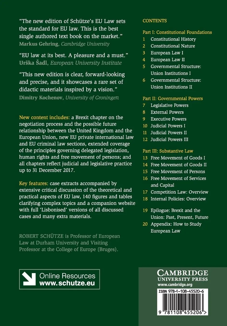 Rückseite: 9781108455206 | European Union Law | Robert Schütze | Taschenbuch | Englisch | 2019