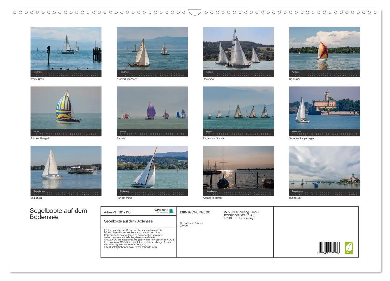 Bild: 9783457975206 | Segelboote auf dem Bodensee (Wandkalender 2026 DIN A2 quer),...