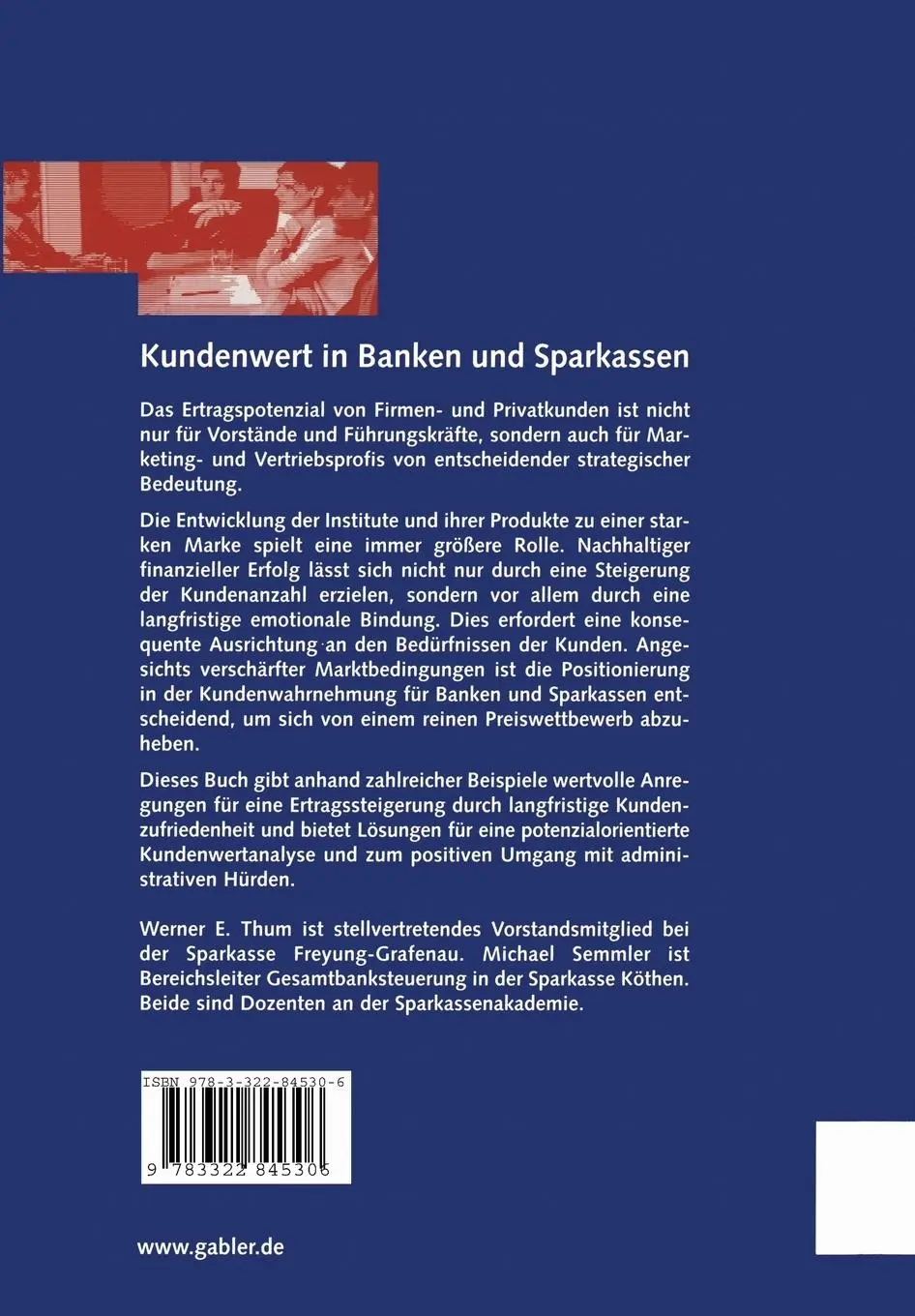 Rückseite: 9783322845306 | Kundenwert in Banken und Sparkassen | Michael Semmler (u. a.) | Buch