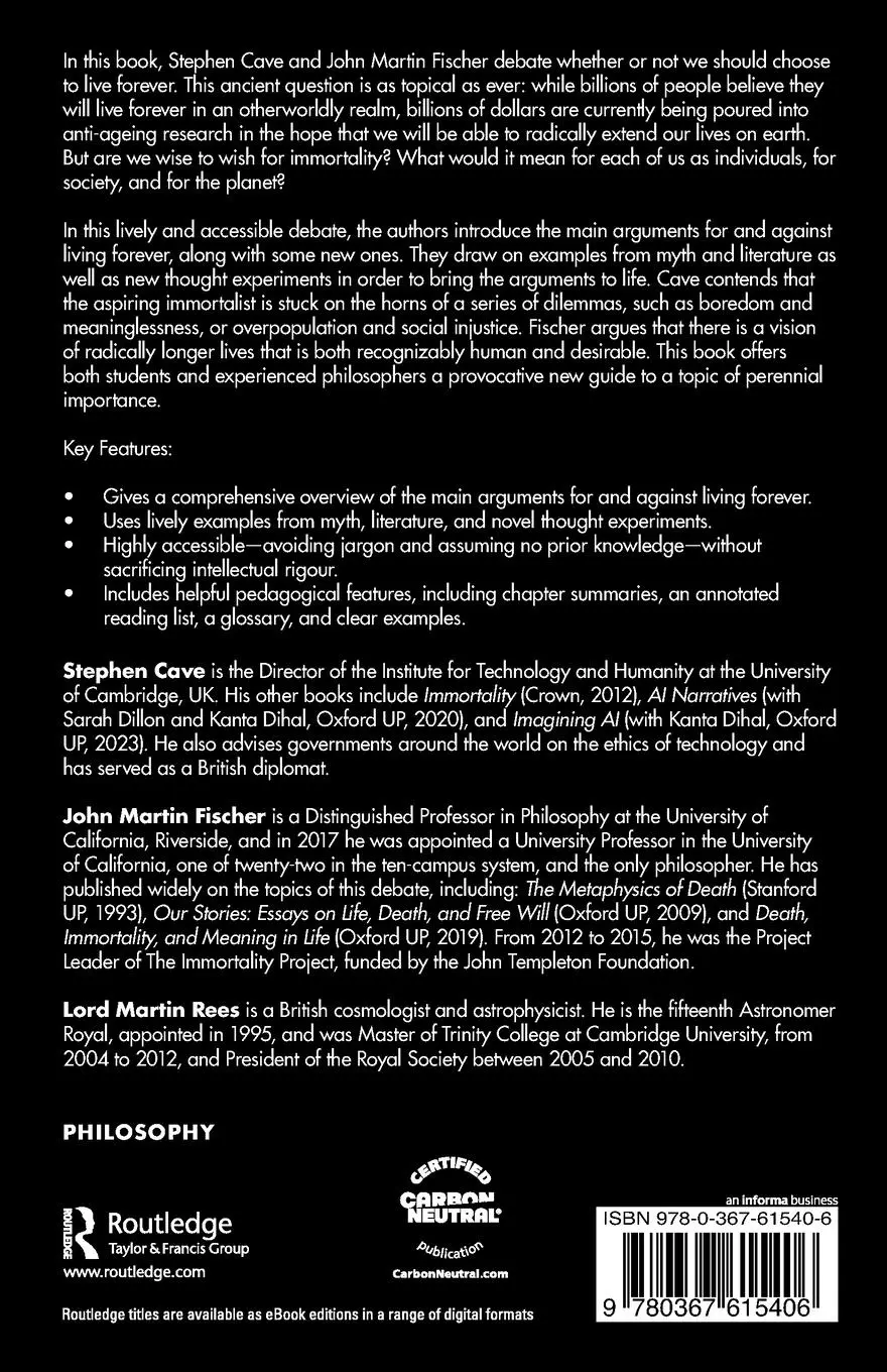 Rückseite: 9780367615406 | Should You Choose to Live Forever? | A Debate | Stephen Cave (u. a.)