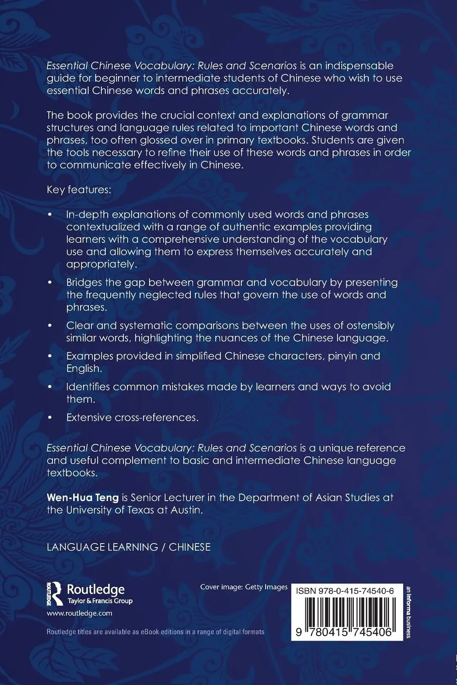 Rückseite: 9780415745406 | Essential Chinese Vocabulary | Rules and Scenarios | Wen-Hua Teng