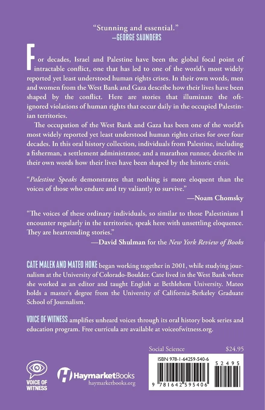 Rückseite: 9781642595406 | Palestine Speaks | Narratives of Life Under Occupation | Hoke (u. a.)