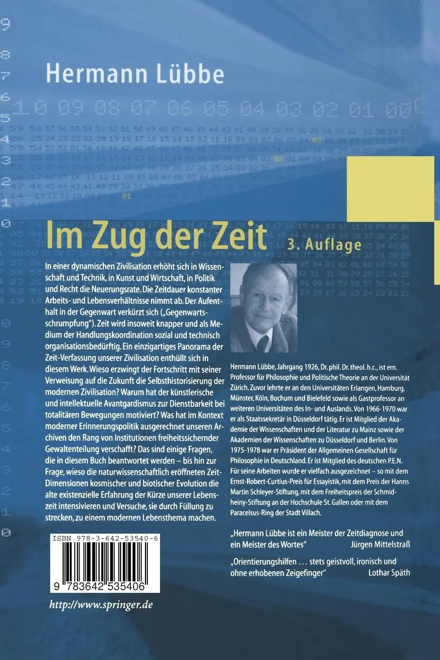 Rückseite: 9783642535406 | Im Zug der Zeit | Verkürzter Aufenthalt in der Gegenwart | Lübbe | xii