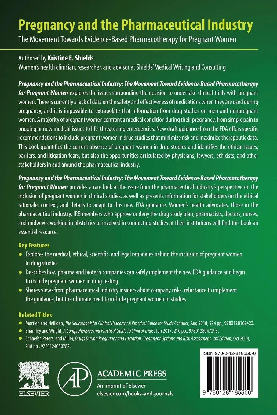 Rückseite: 9780128185506 | Pregnancy and the Pharmaceutical Industry | Kristine E. Shields | Buch