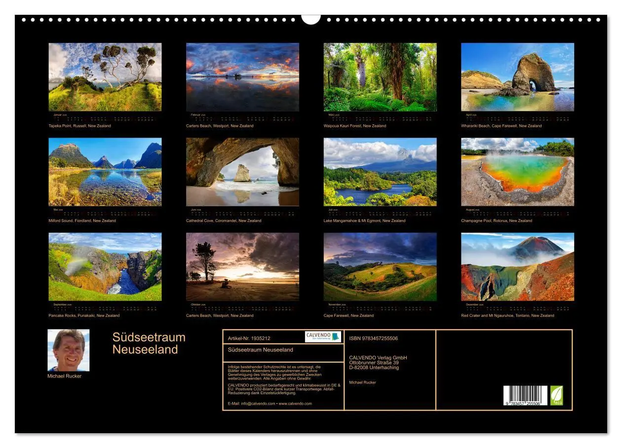 Bild: 9783457255506 | Südseetraum Neuseeland (Wandkalender 2026 DIN A2 quer), CALVENDO...