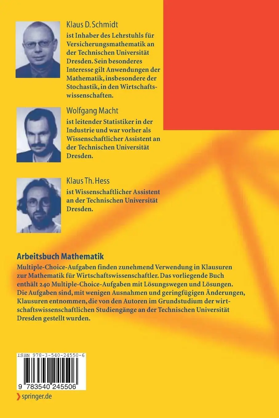 Rückseite: 9783540245506 | Arbeitsbuch Mathematik | Multiple-Choice-Aufgaben | Schmidt (u. a.)