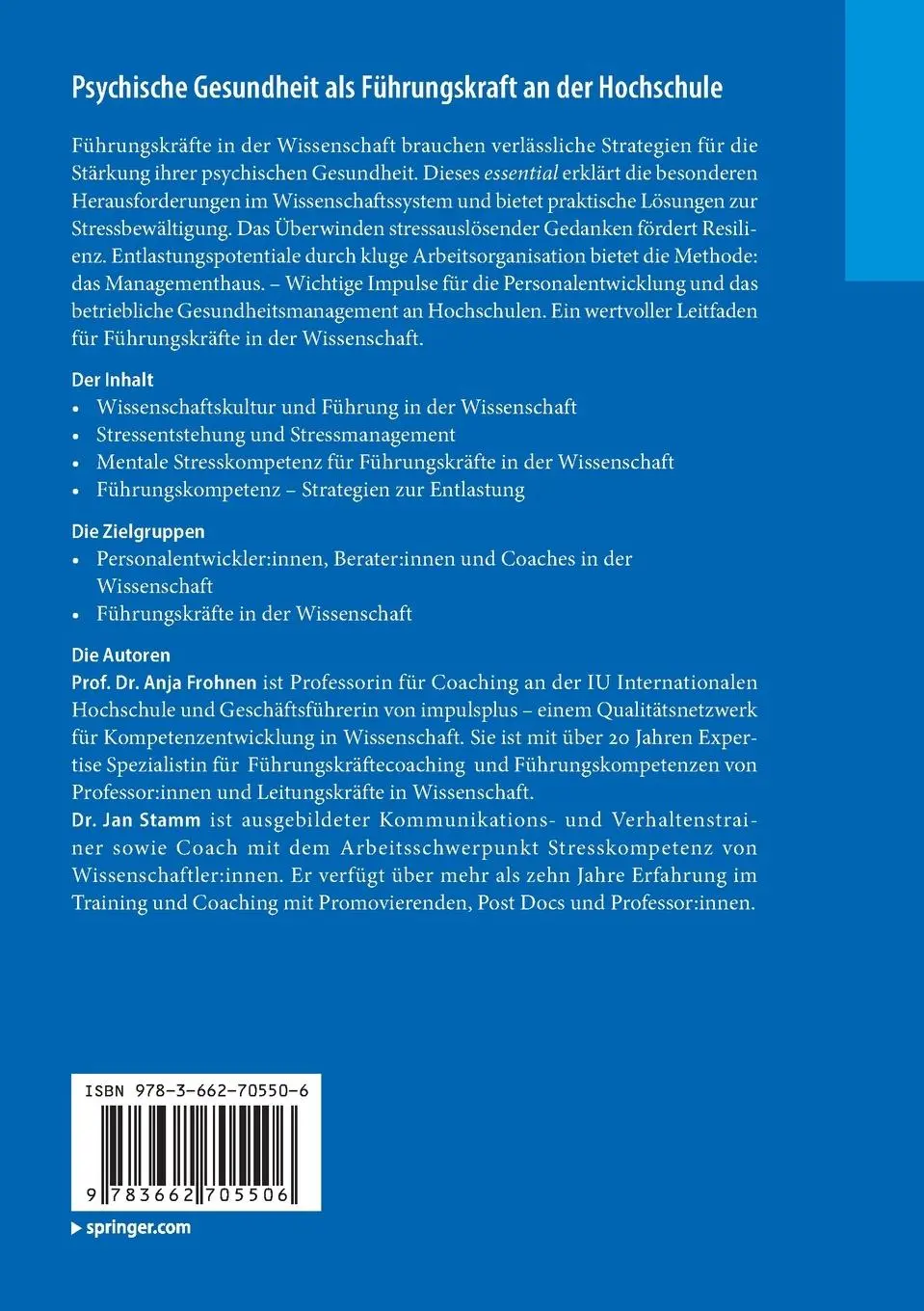 Rückseite: 9783662705506 | Psychische Gesundheit als Führungskraft an der Hochschule | Buch