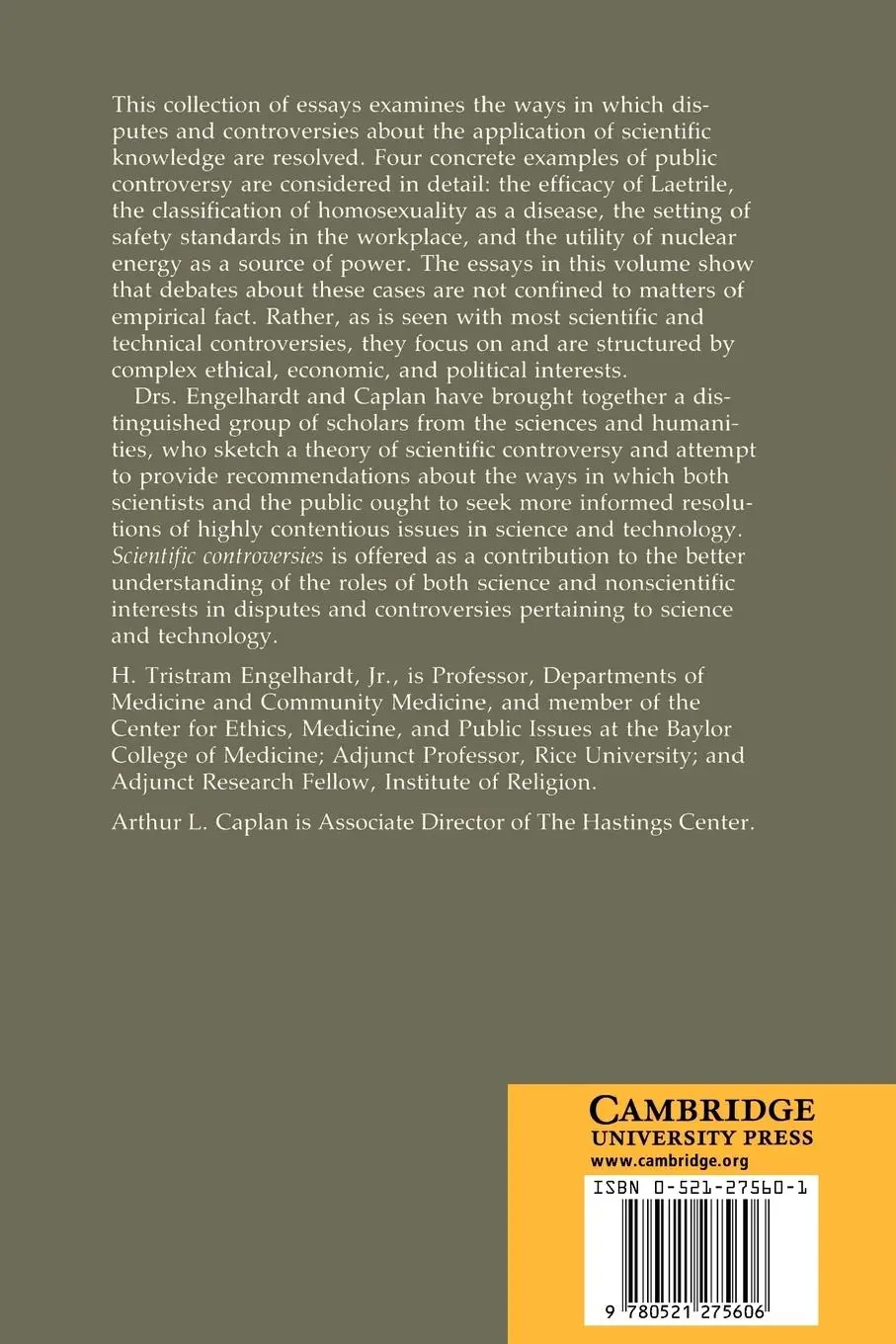 Rückseite: 9780521275606 | Scientific Controversies | H. Tristram Jr. Engelhardt (u. a.) | Buch