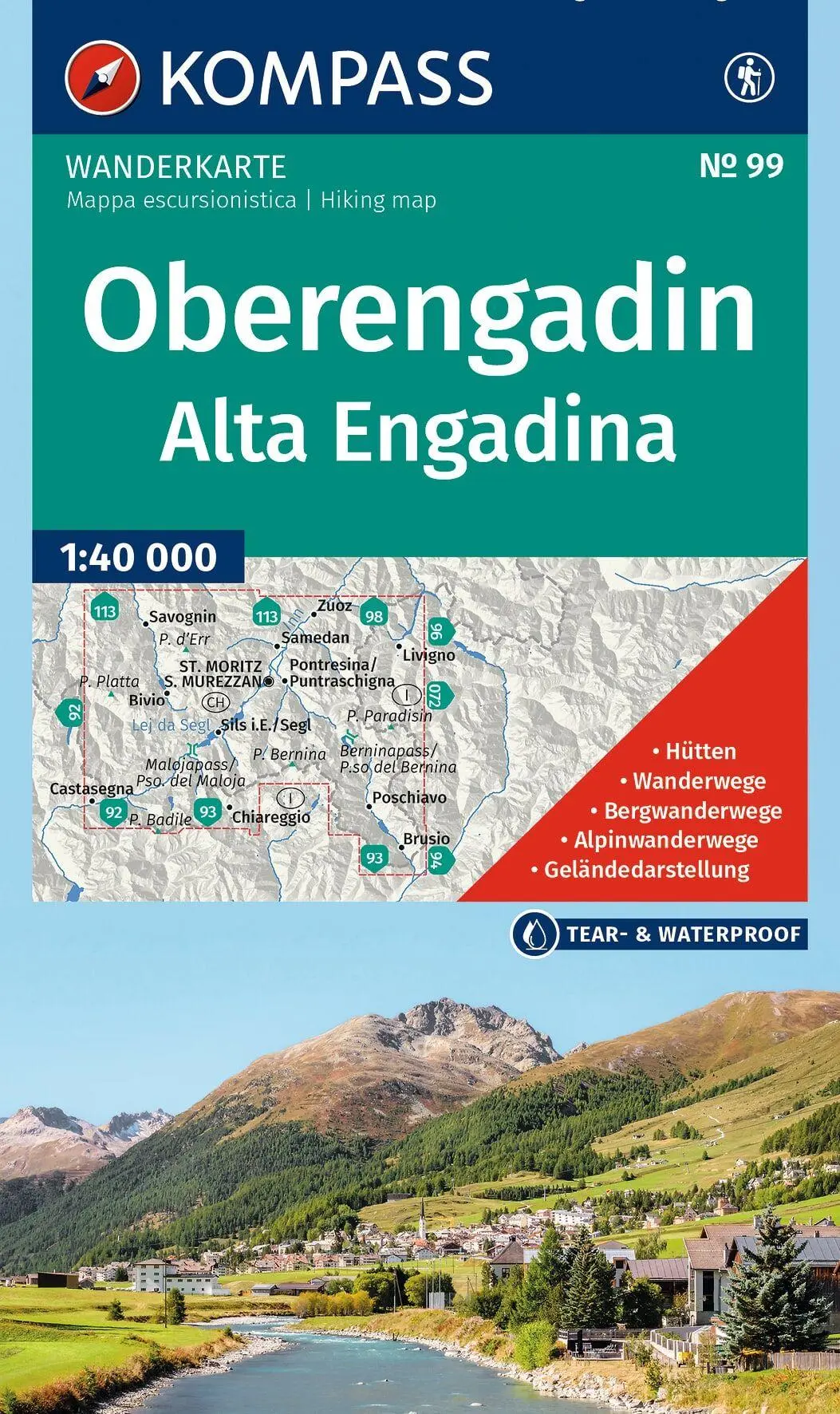 Cover: 9783991545606 | KOMPASS Wanderkarte 99 Oberengadin / Alta Engadina 1:40.000 | Deutsch