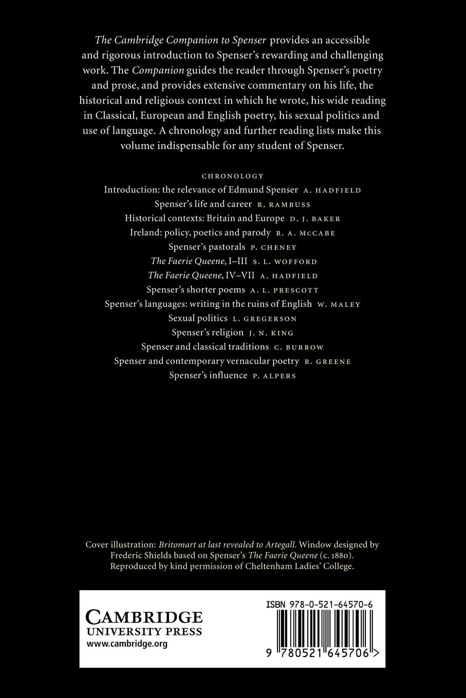 Rückseite: 9780521645706 | The Cambridge Companion to Spenser | Andrew Hadfield (u. a.) | Buch