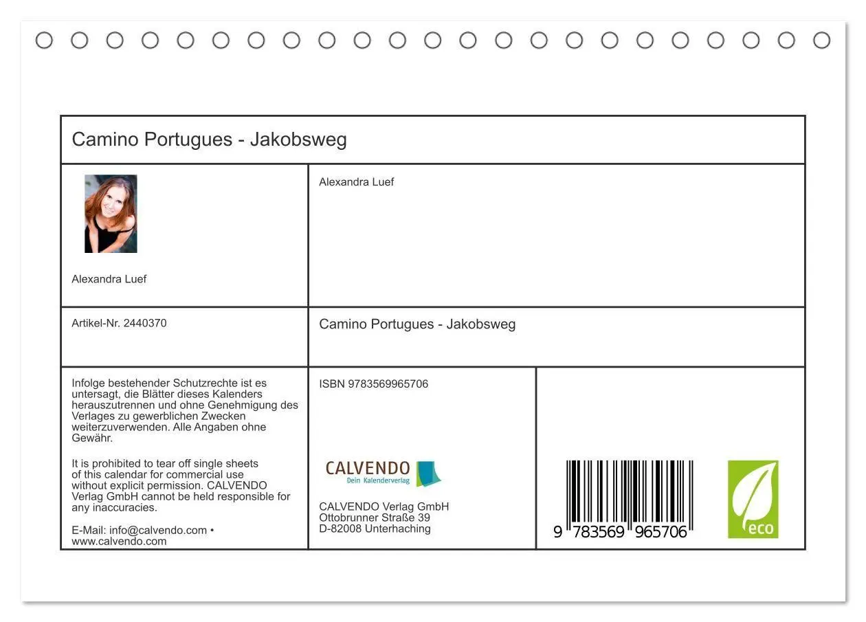 Bild: 9783569965706 | Camino Portugues - Jakobsweg (Tischkalender 2027 DIN A5 quer),...