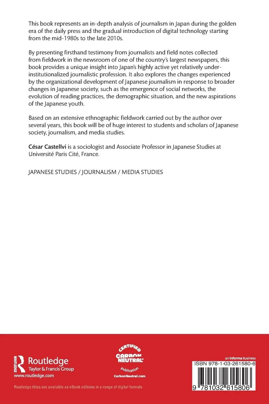 Rückseite: 9781032615806 | A Sociology of Journalism in Japan | The Last Empire of the Press