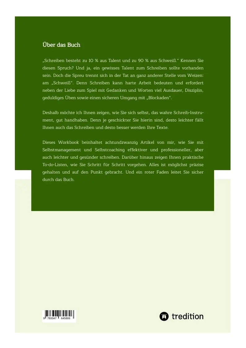 Rückseite: 9783347645806 | Workbook: Selbstcoaching für Autoren | Heike Thormann | Taschenbuch
