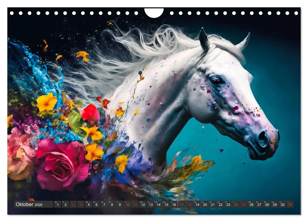 Bild: 9783457535806 | Pferde und Blumen (Wandkalender 2026 DIN A4 quer), CALVENDO...