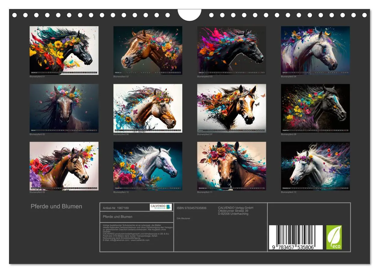 Bild: 9783457535806 | Pferde und Blumen (Wandkalender 2026 DIN A4 quer), CALVENDO...