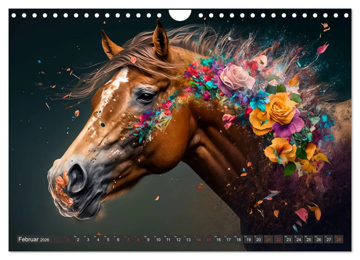 Bild: 9783457535806 | Pferde und Blumen (Wandkalender 2026 DIN A4 quer), CALVENDO...