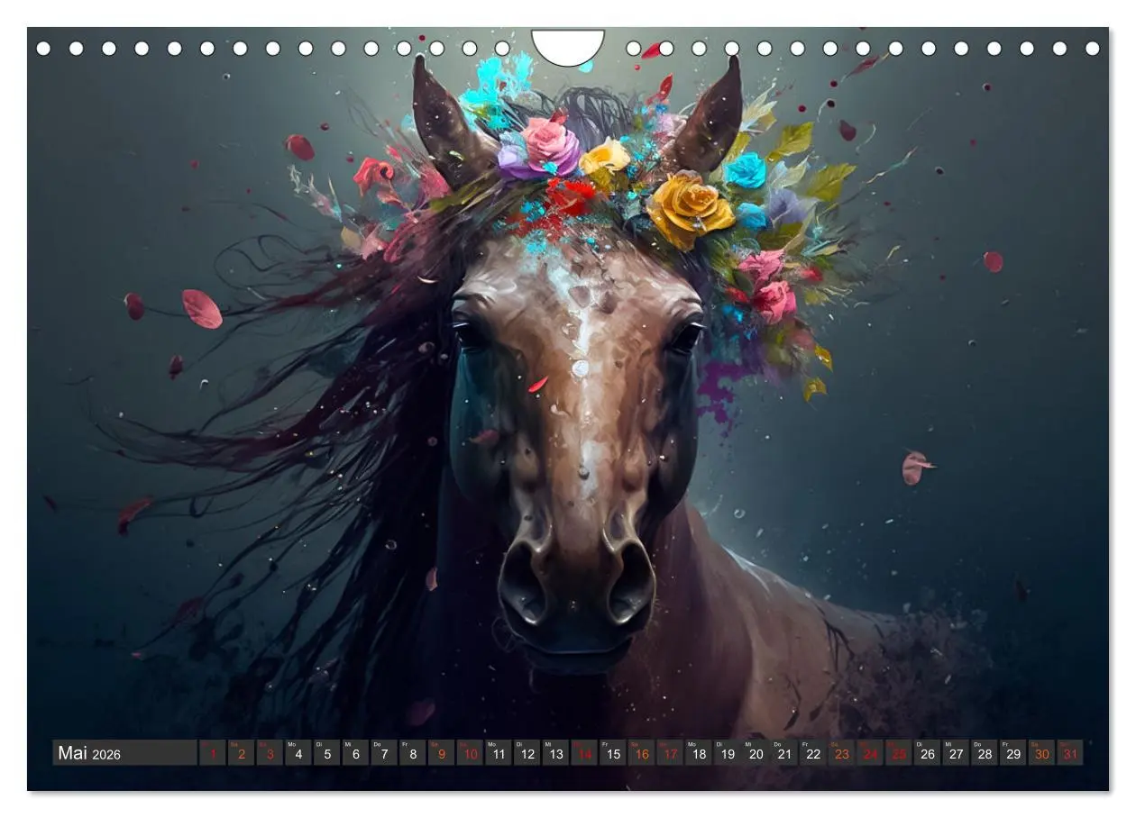 Bild: 9783457535806 | Pferde und Blumen (Wandkalender 2026 DIN A4 quer), CALVENDO...