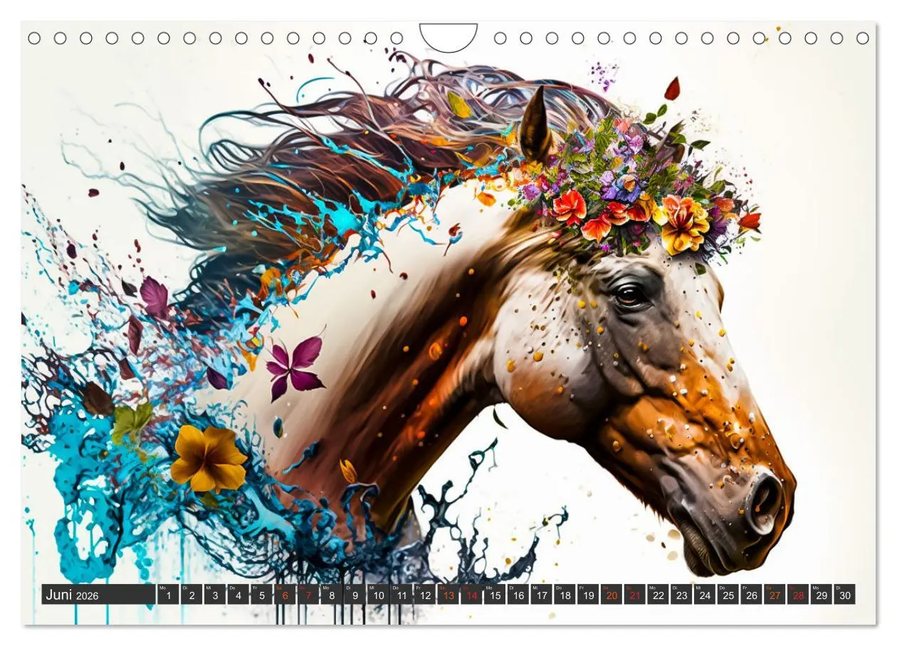 Bild: 9783457535806 | Pferde und Blumen (Wandkalender 2026 DIN A4 quer), CALVENDO...