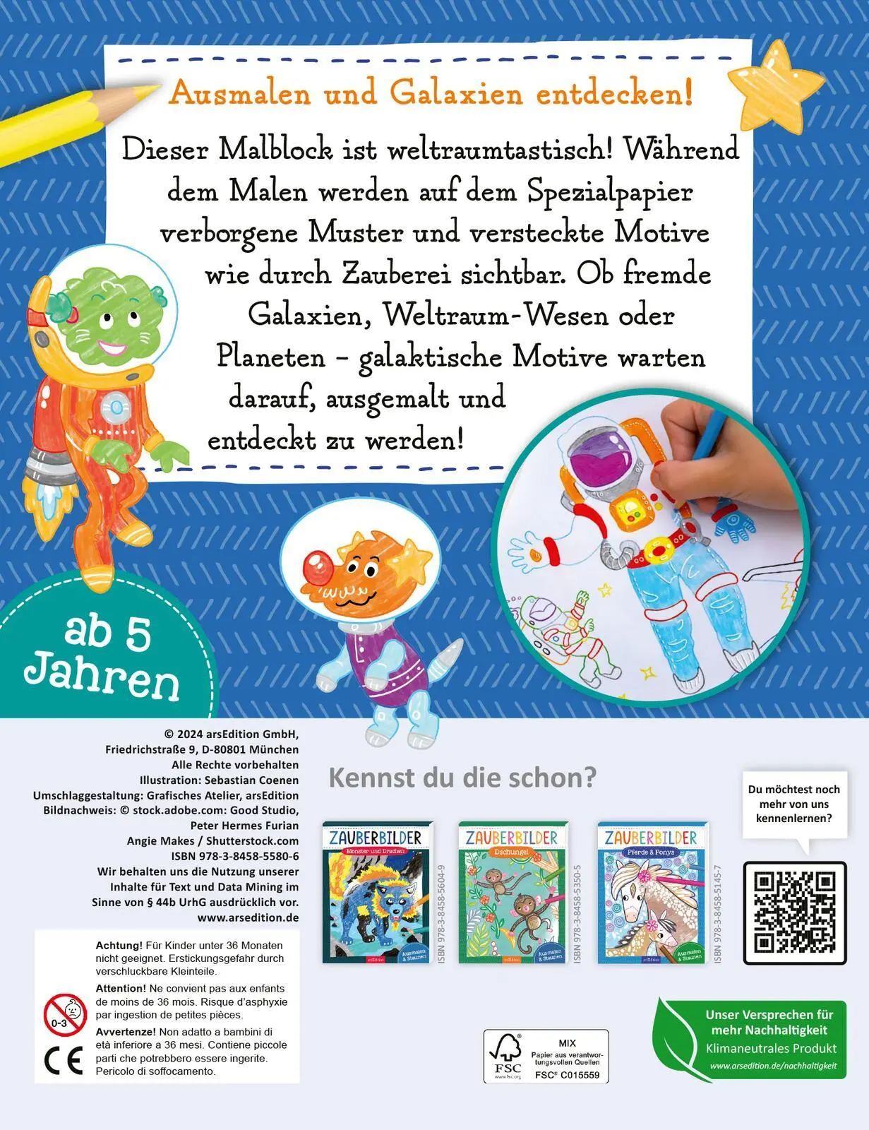 Rückseite: 9783845855806 | Zauberbilder - Weltall | Ausmalen &amp; Staunen | Sebastian Coenen | Buch