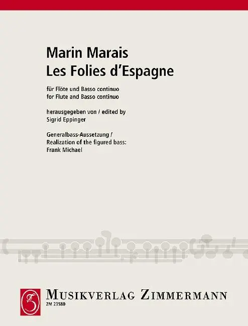Cover: 9790010235806 | Les Folies dEspagne | Flöte und Basso continuo. | Marin Marais | 1983