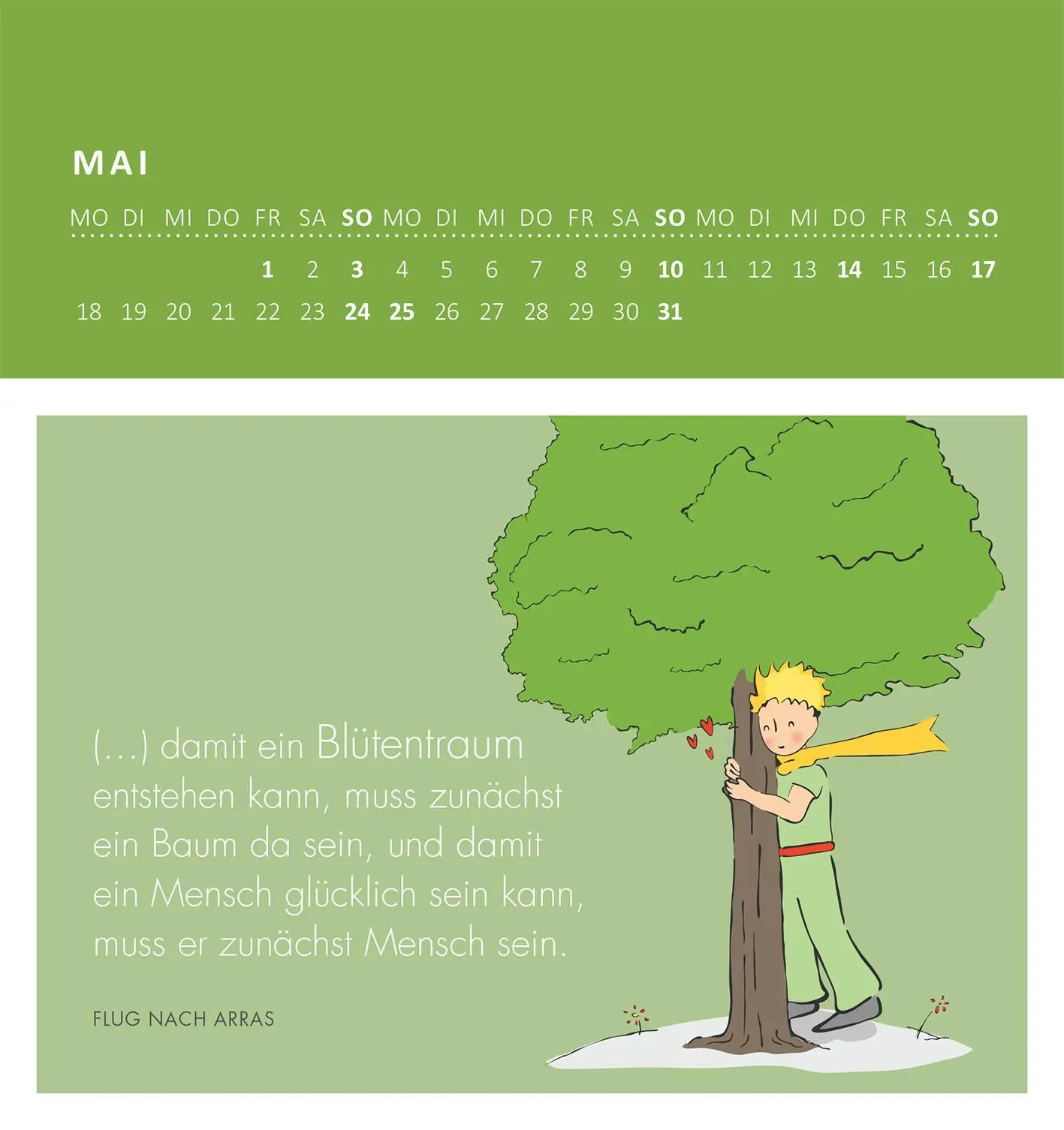 Bild: 4014489135906 | Wandkalender Man sieht nur mit dem Herzen gut 2026 | Saint-Exupéry
