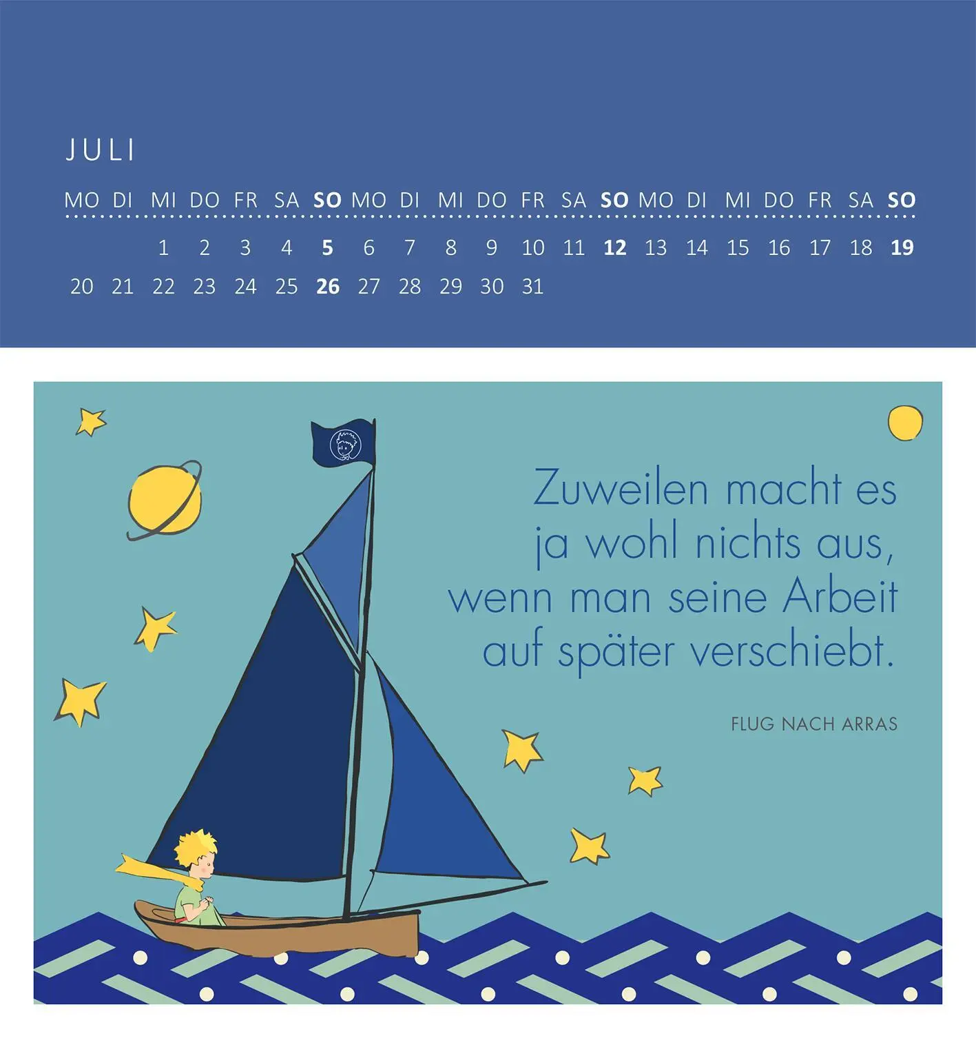 Bild: 4014489135906 | Wandkalender Man sieht nur mit dem Herzen gut 2026 | Saint-Exupéry