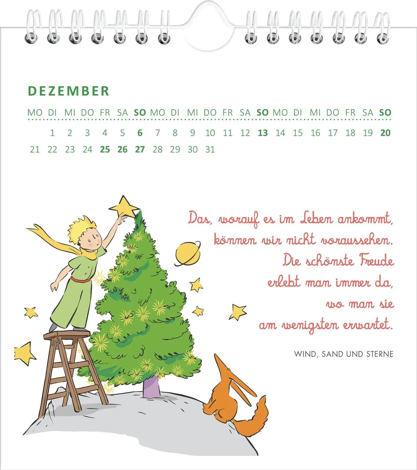 Bild: 4014489135906 | Wandkalender Man sieht nur mit dem Herzen gut 2026 | Saint-Exupéry