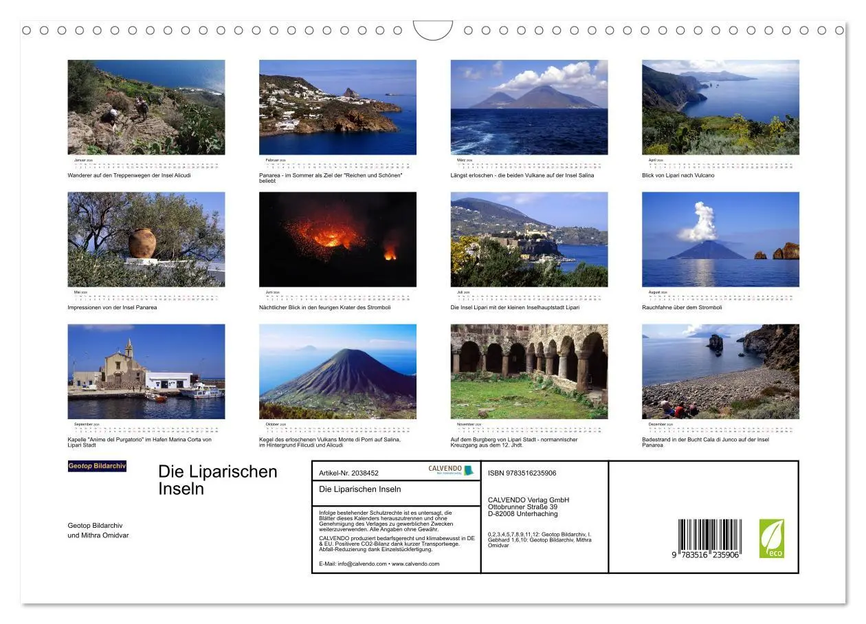 Bild: 9783516235906 | Die Liparischen Inseln (Wandkalender 2026 DIN A3 quer), CALVENDO...