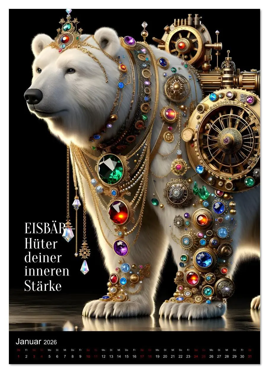 Bild: 9783516615906 | Krafttiere und Kristalle (Wandkalender 2026 DIN A3 hoch), CALVENDO...