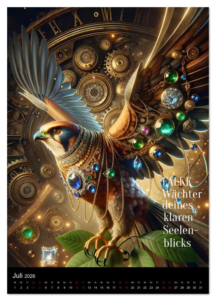 Bild: 9783516615906 | Krafttiere und Kristalle (Wandkalender 2026 DIN A3 hoch), CALVENDO...