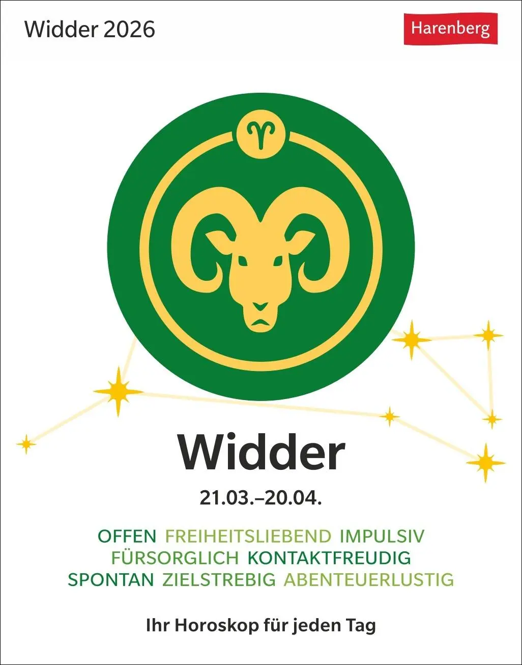 Cover: 9783840035906 | Widder Sternzeichenkalender 2026 - Tagesabreißkalender - Ihr...