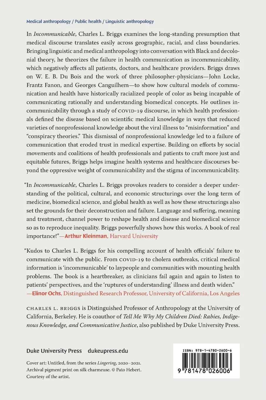 Rückseite: 9781478026006 | Incommunicable | Toward Communicative Justice in Health and Medicine