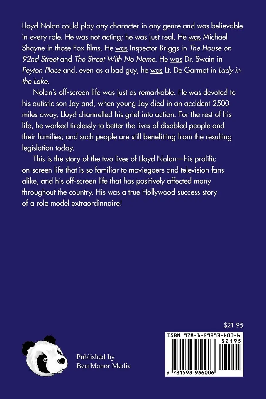 Rückseite: 9781593936006 | Lloyd Nolan | An Actors Life with Meaning | Joel Blumberg (u. a.)